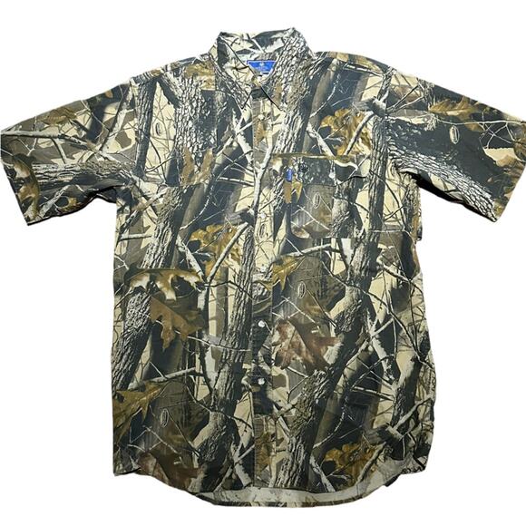 Beretta Mens Large Short Sleeve Cotton Camo Realtree Hardwood Vented Shirt - Picture 1 of 10